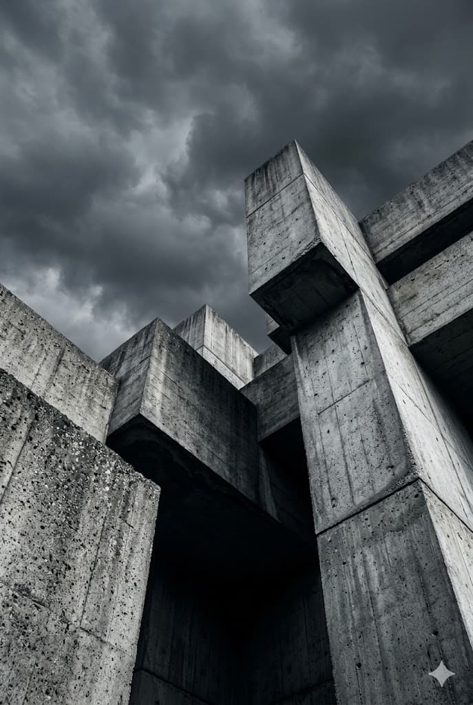 Original editorial illustration for The Brutalist Review review