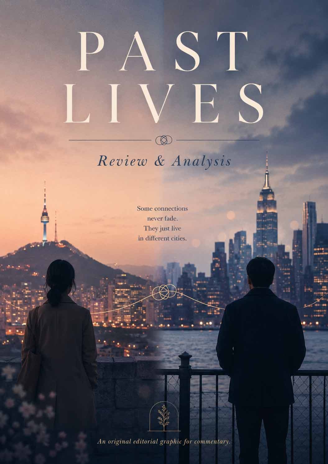 Original editorial illustration for Past Lives Review review