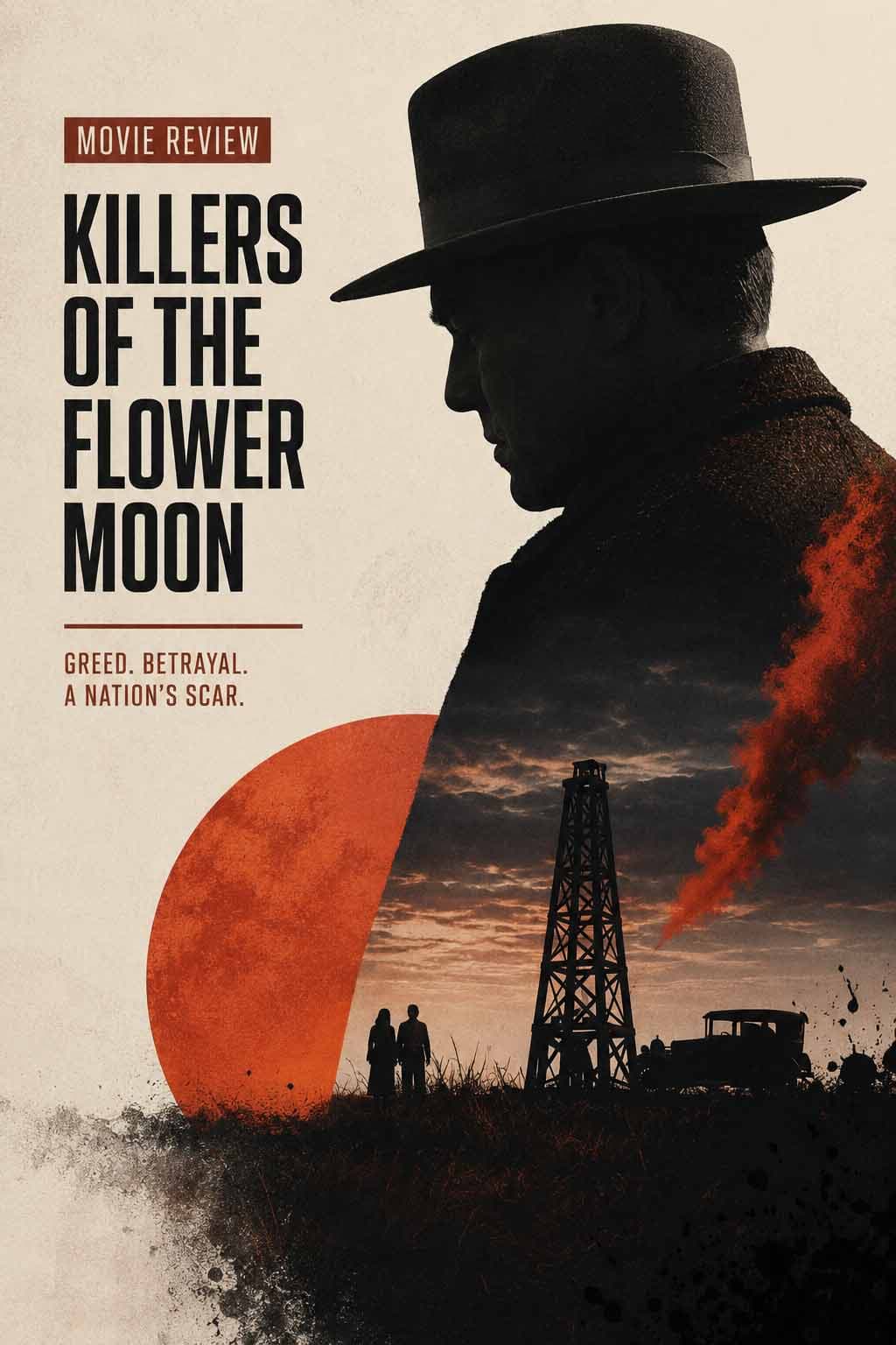 Original editorial illustration for Killers of the Flower Moon Review review